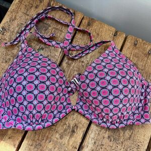 Pink and Black Patterned Women's Bikini Top
